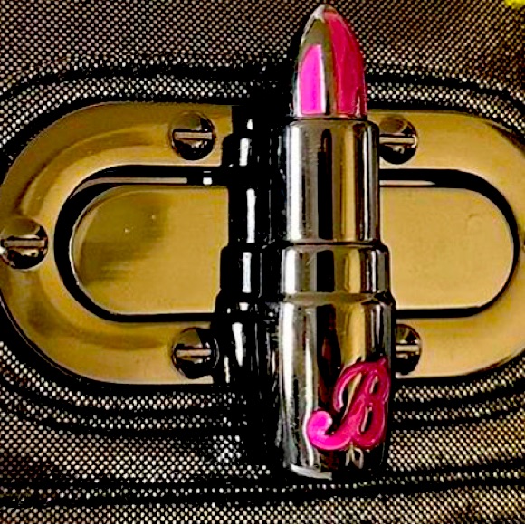 Betsey Johnson Metallic Silver Lipstick Glitzy Purse